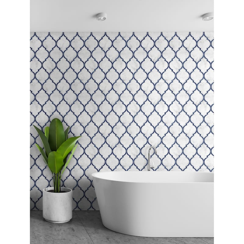 NextWall Marbled Ogee Peel and Stick Wallpaper