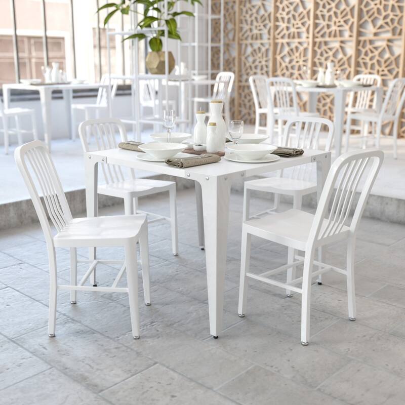 2 Pack Metal Indoor-Outdoor Chair - White