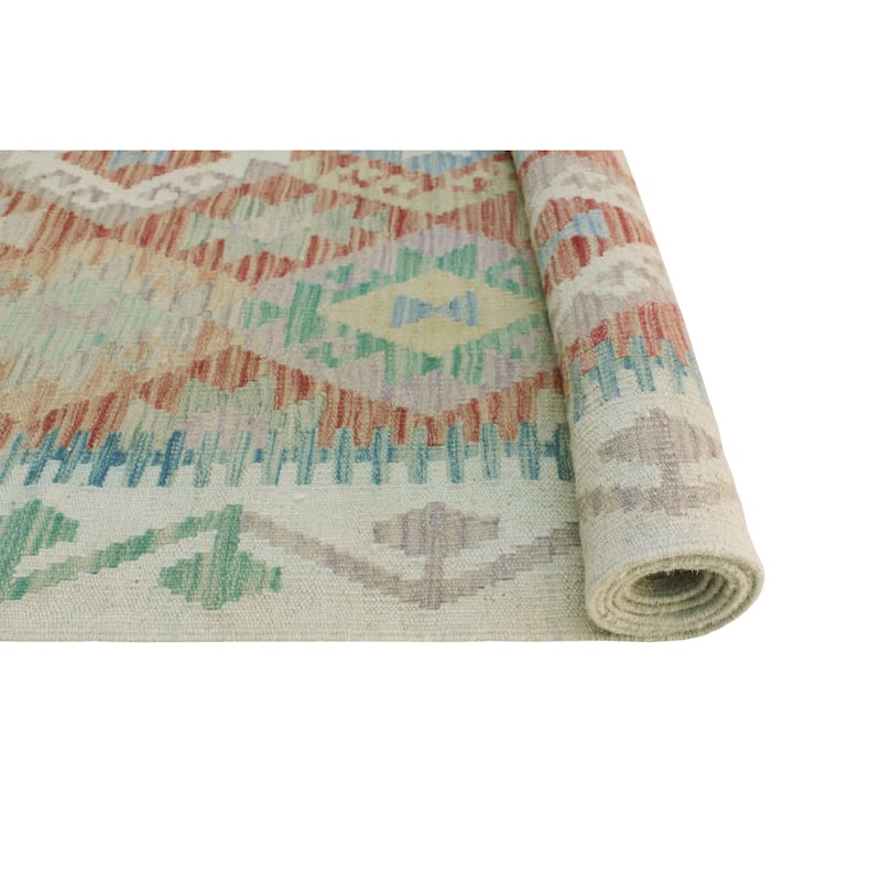 Sun Faded Flatweave Nudara Red/Ivory Runner - 2'11" x 9'11"