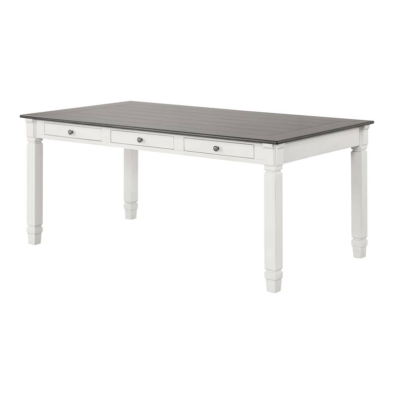 Furniture of America Badvard Farmhouse Rustic White 72-inch Dining Table with Drawers