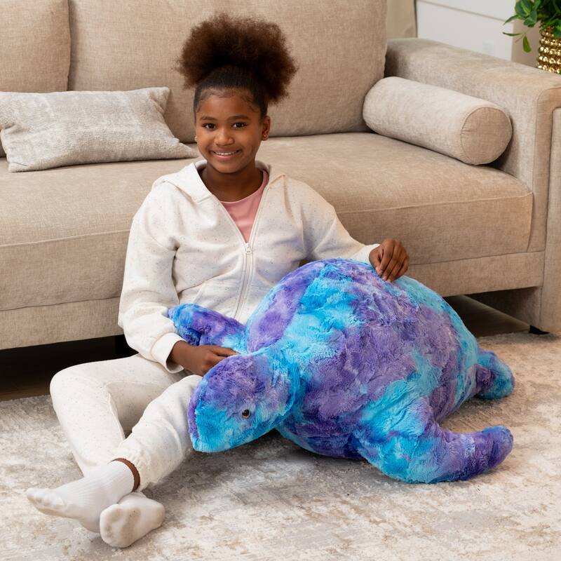 Raven-Symone Shelly the Turtle Sea Buddy Large Kids Stuffed Animal Bean Bag and Pouf - Synthetic Fur Mystic Blue & Purple