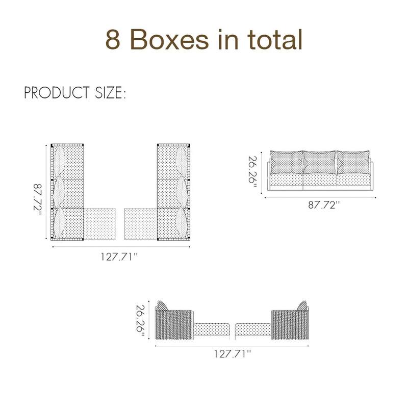 PURPLE LEAF Sanori Modern Couch Set Living Room Furniture Set Patio Conversation Set Patio Sofas Set for Poolside Graden