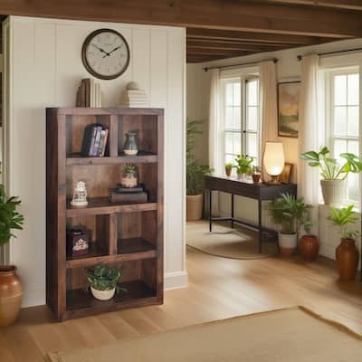 Bridgevine Home Sausalito 64 inch high Bookcase, No Assembly Required, Whiskey Finish