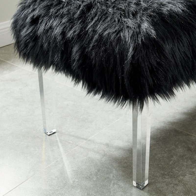 Andral Contemporary Faux Fur Upholstery Entryway Bench by Silver Orchid