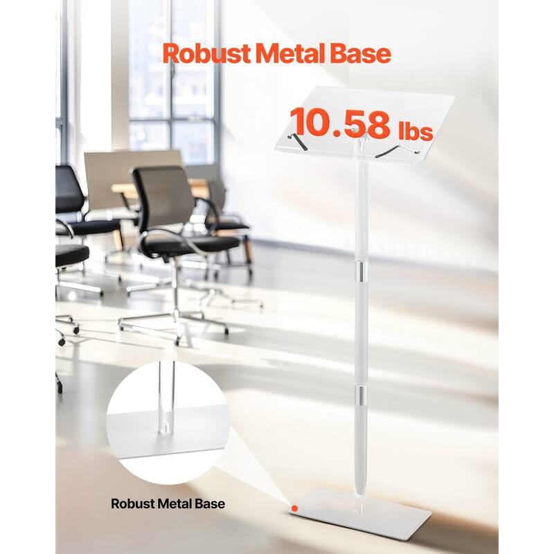 Portable Acrylic Lectern with Book Clips and Adjustable Angle