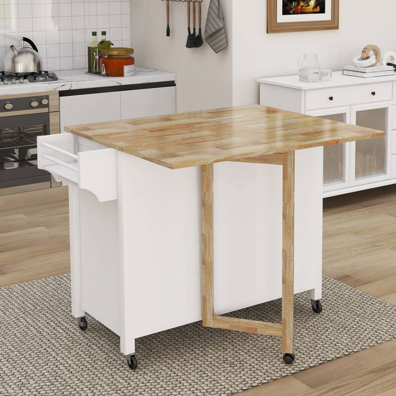 Double Door Kitchen Island with Adjustable Shelves