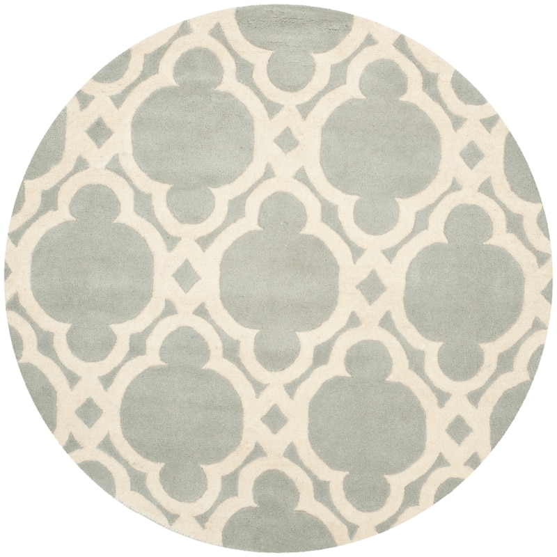 SAFAVIEH Handmade Chatham Naemi Modern Wool Rug - 5' Round - Grey/Ivory