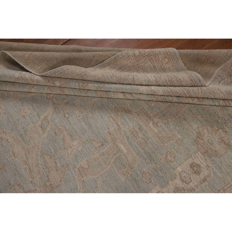 Light Blue Oushak Vegetable Dye Area Rug Handmade Wool Carpet - 8'3"x 9'7"