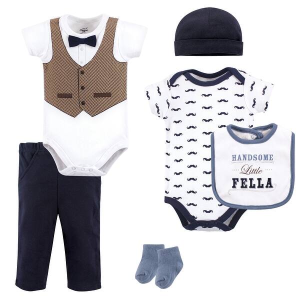 slide 1 of 1, Little Treasure Baby Boy Layette 6-Piece Set, Handsome Fella 6-Piece 0-3 Months - Handsome Fella 6-Piece