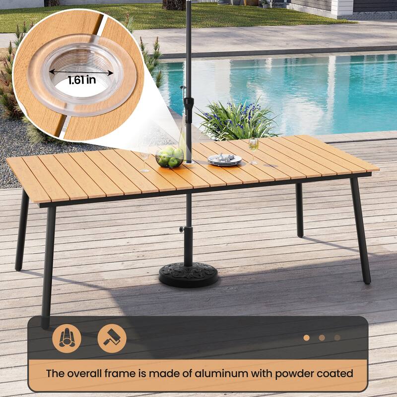 Outdoor Patio Dining Set 7/9 Piece Furniture Set Aluminum Dining Table with Umbrella and Stackable Chairs