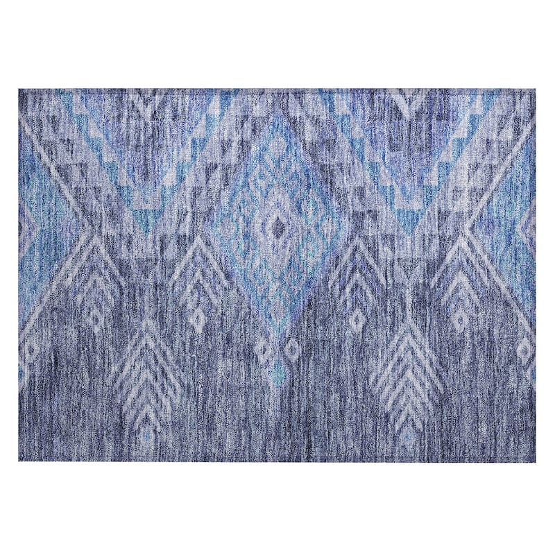 Machine Washable Indoor/ Outdoor Boho Tribal Chantille Rug