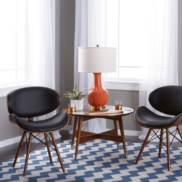 Corvus Madonna Mid-century Walnut and Black Finish Accent Chair