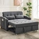 preview thumbnail 11 of 28, 3-in-1 Convertible Sleeper Sofa Bed with Pull-Out Bed, Corduroy Futon, Charging Port & Side Pocket Grey