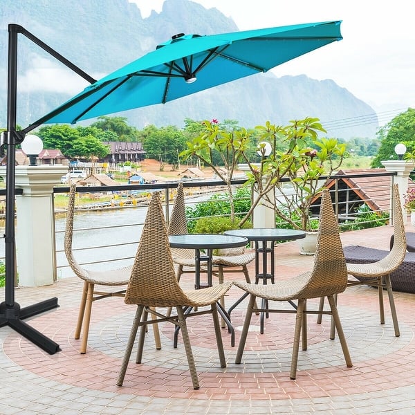 Shop Black Friday Deals On 10 Ft Patio Offset Cantilever Umbrella With Solar Lights Turquoise Turquoise Overstock 32201030