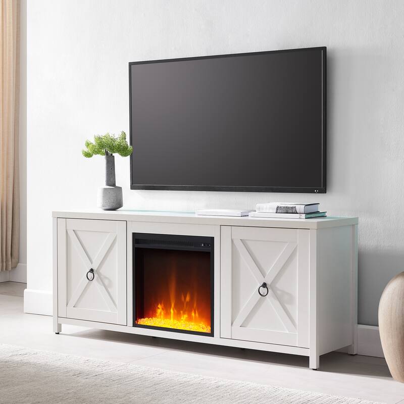 Granger 58" TV Stand with Crystal Fireplace Insert - White
