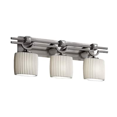 Justice Design Limoges Argyle 3-light Brushed Nickel Bath Bar, Pleats Oval Shade