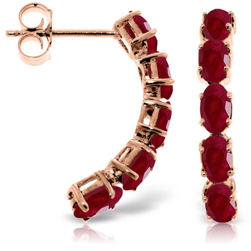14K Solid Gold Natural Ruby Gemstone Elegant Stud Earrings - Rose