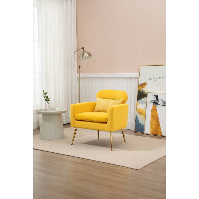 Velvet Upholstered Accent Chair With A Pillow