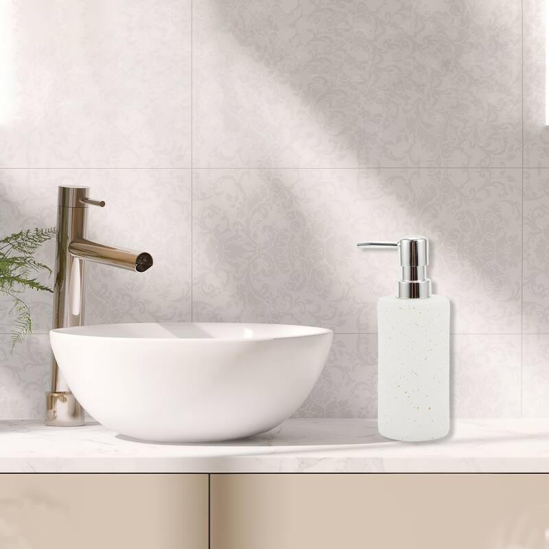 Cylindrical Simple Soap Pump Dispenser for Bathroom Hotels 350ml 1 Pcs - Silver Tone White