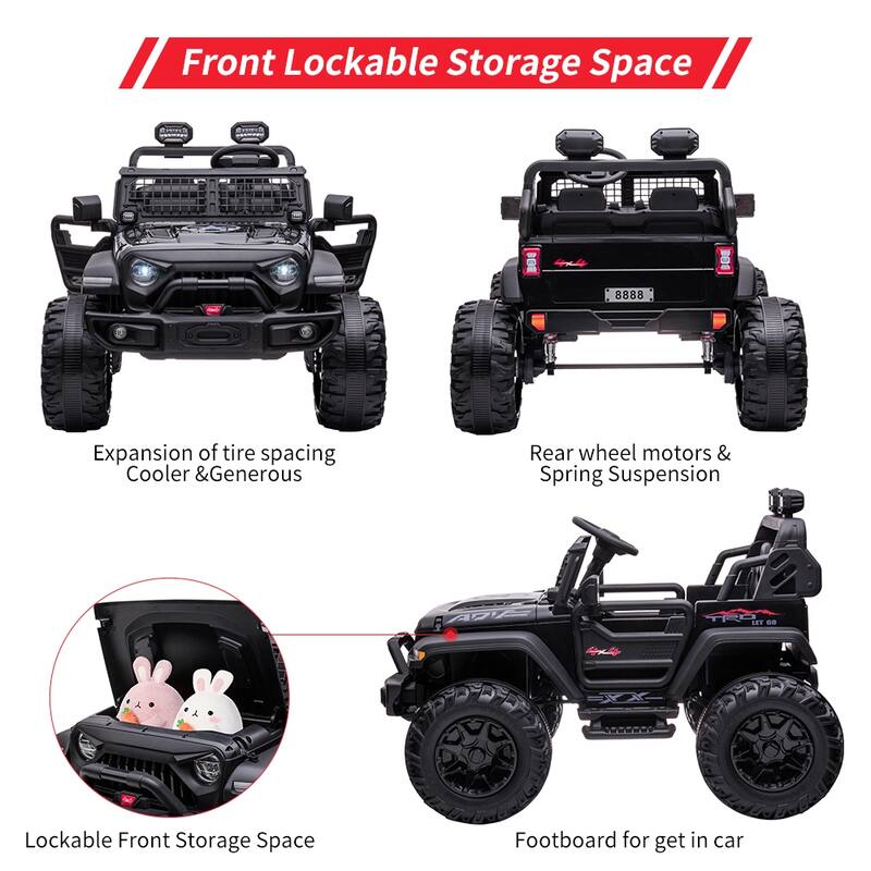 2 Seaters 20" Large Seat 24V Kids Ride On Car with Remote Control