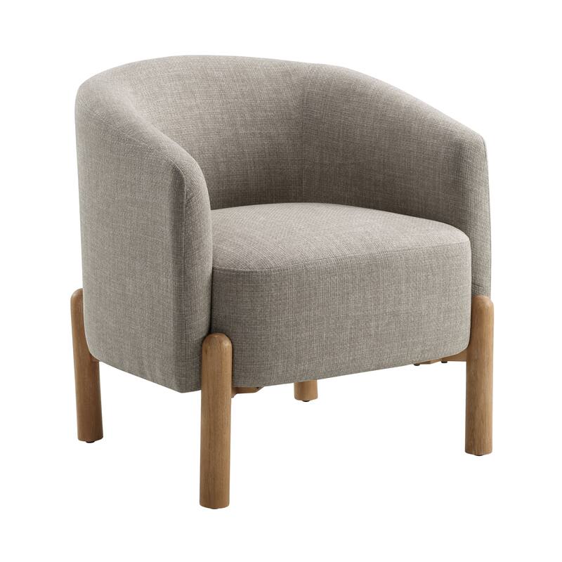 Wyatt 27.5" Textured Accent Chair - Light Brown Finish Solid Wood Legs - Taupe