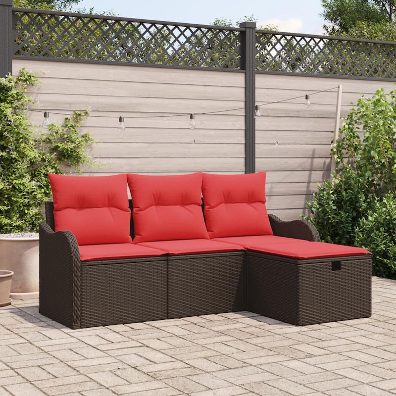 vidaXL 4 Piece Garden Sofa Set with Cushions - 69.3×46.1×27.2 - Brown