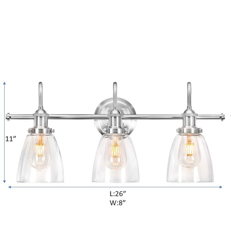 Annha Sand Nickel 3-Light Cone Glass Shade Wall Sconce