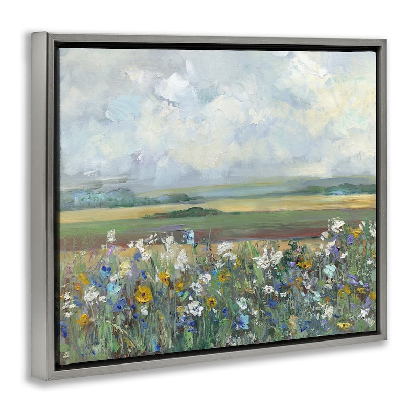 Stupell County Meadow Clouds Overhead Framed Floater Canvas Wall Art Design By Sally Swatland