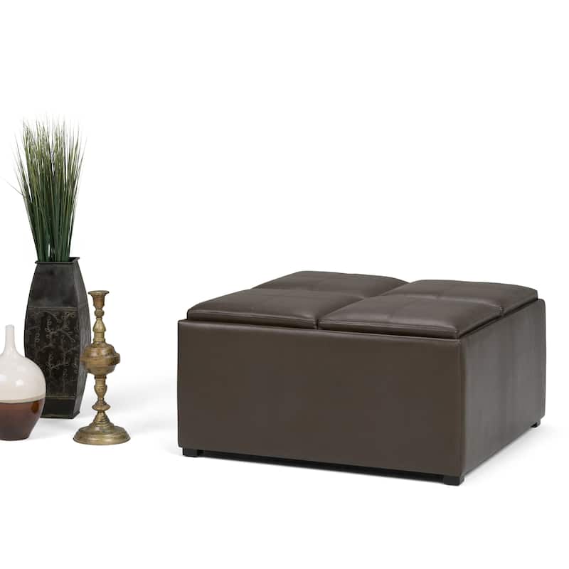 WYNDENHALL Franklin Wide Contemporary Table Ottoman - 35"w x 35"d x 18"h - Chocolate Brown