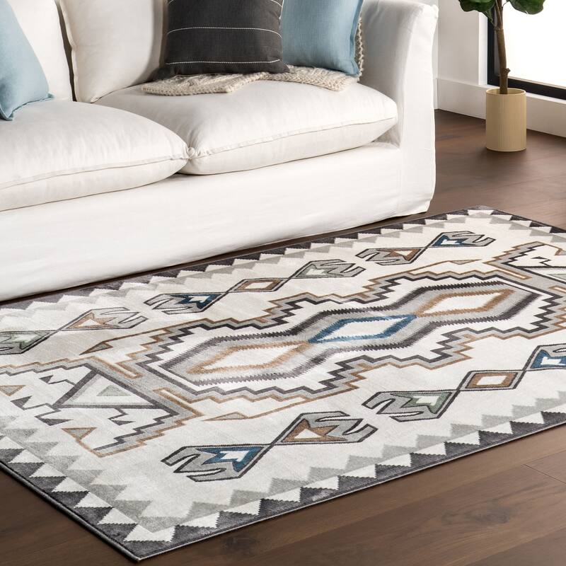 Nuloom Brinley SpinClean Geometric Machine Washable Area Rug
