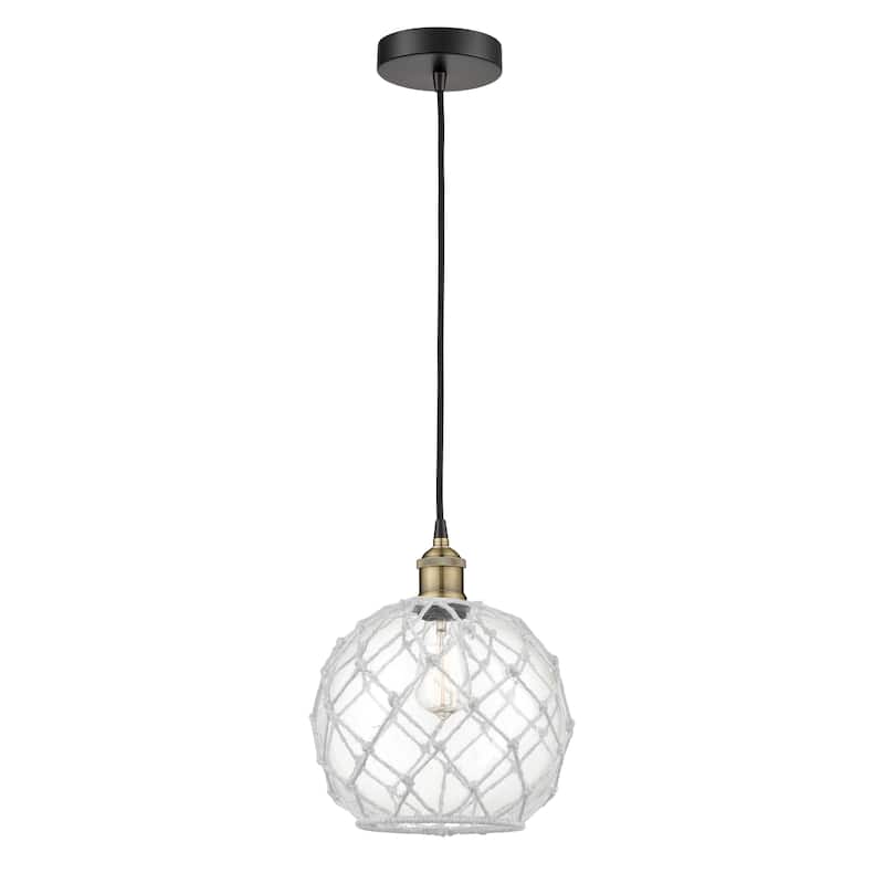 Innovations Lighting Edison - 1 Light 10" Cord Hung Mini Pendant - Black Antique Brass/Clear, White