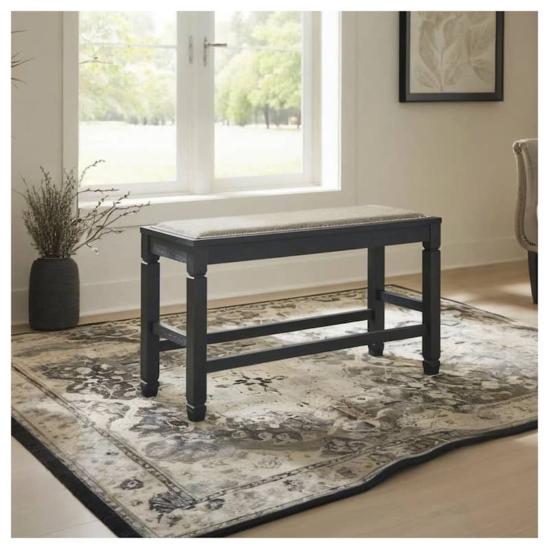 Signature Design by Ashley Tyler Creek Antique Black Upholstered Counter Height Bench - Single