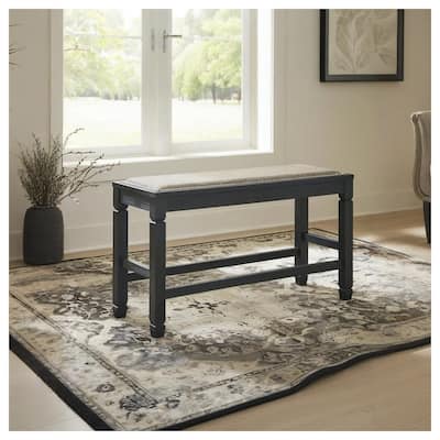 Signature Design by Ashley Tyler Creek Antique Black Upholstered Counter Height Bench