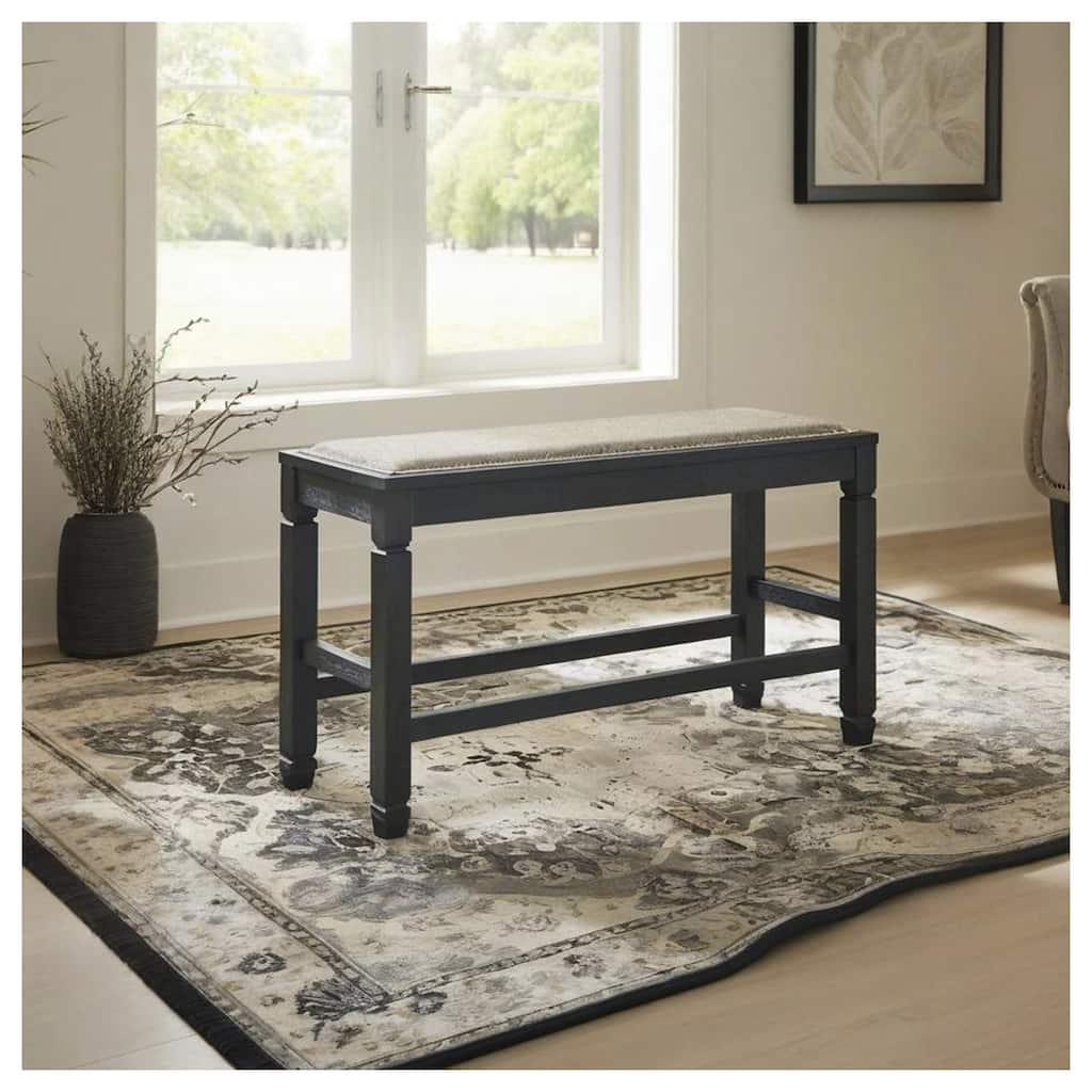 Signature Design by Ashley Tyler Creek Antique Black Upholstered Counter Height Bench