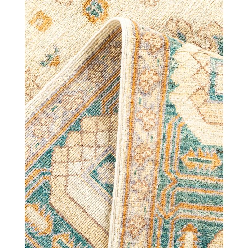 Overton Hand Knotted Wool Vintage Inspired Modern Contemporary Eclectic Ivory Area Rug - 6 x 9