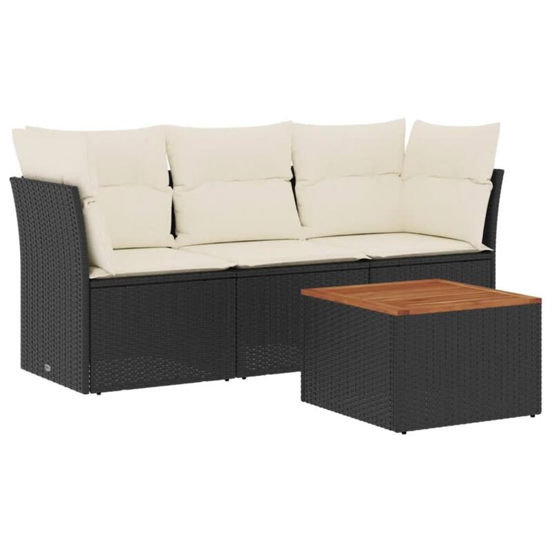 vidaXL Patio Sofa Set with Cushions Outdoor Furniture 4 Piece Poly Rattan