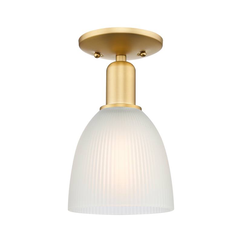 Innovations Lighting Endless Possibilities Arcadia - Castile - 1 Light 6" Semi-Flush Mount - Satin Gold/White
