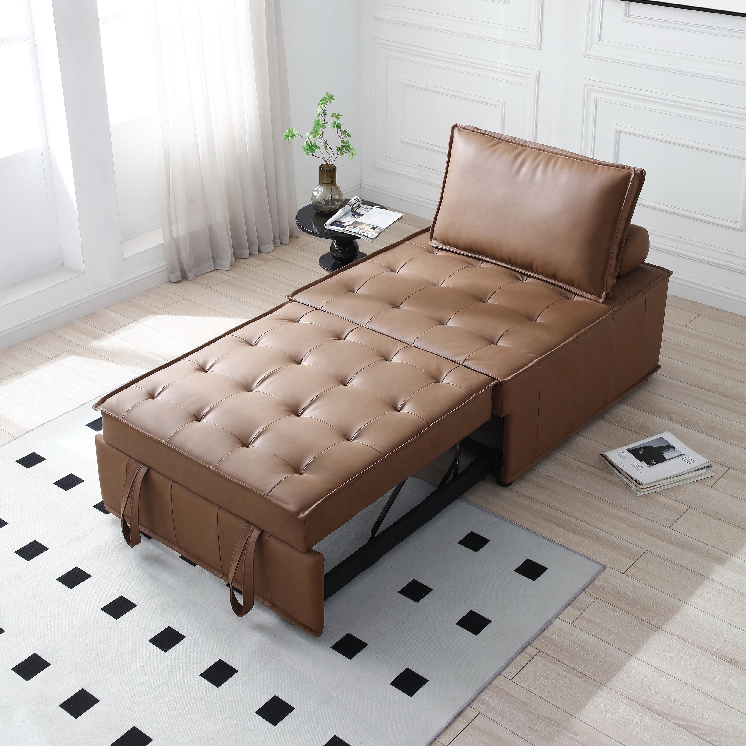 Sleeper chair leather top