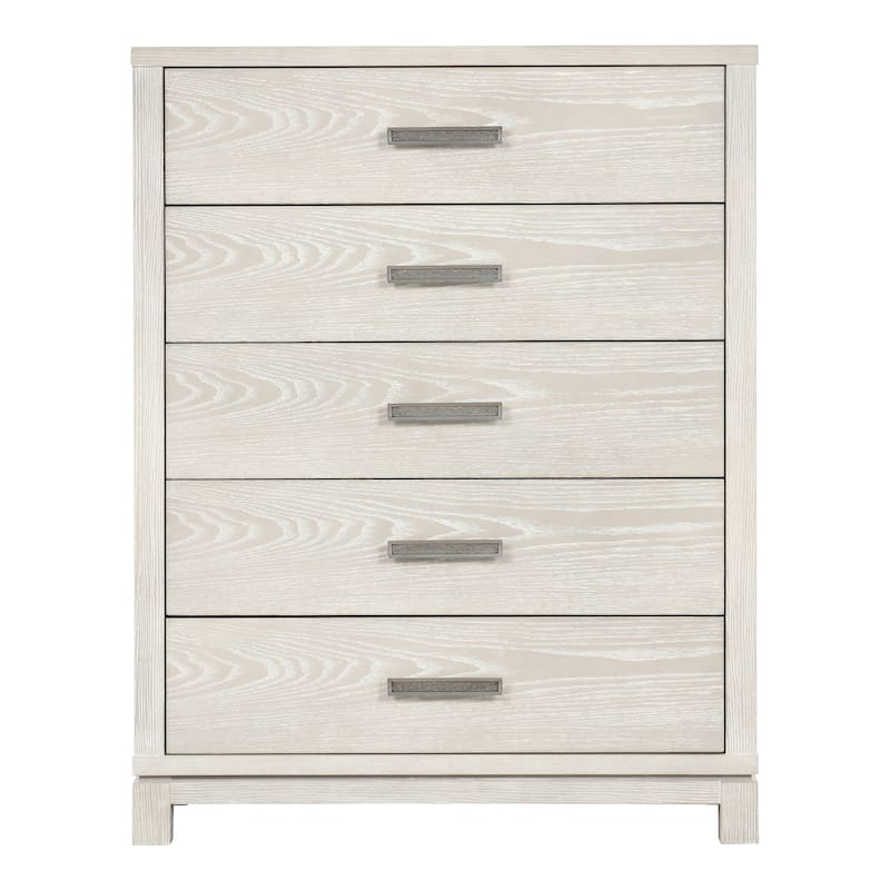 Furniture of America Nansice Modern Weathered Grey 5-Drawer Solid Wood Chest - Weathered Grey
