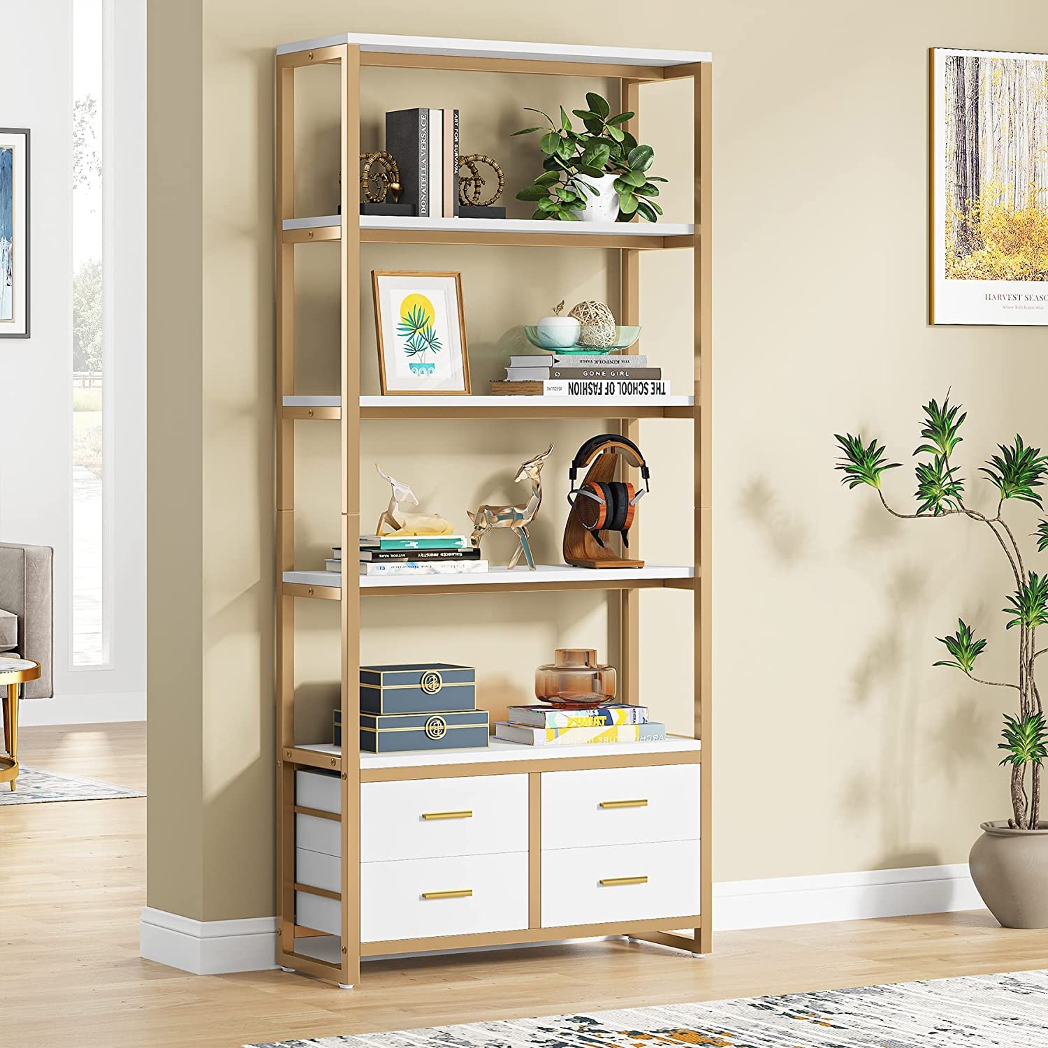 Tall deals gold bookcase