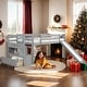 preview thumbnail 12 of 19, Twin Low Loft Bed with Stairs and Slide, White