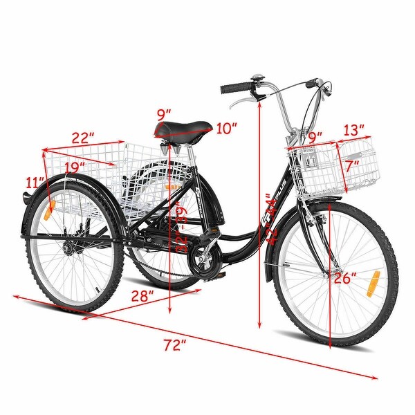Goplus 26 Single Speed 3 wheel Bicycle Adult Tricycle Seat Height Adjustable W Bell Bed Bath Beyond 22649832