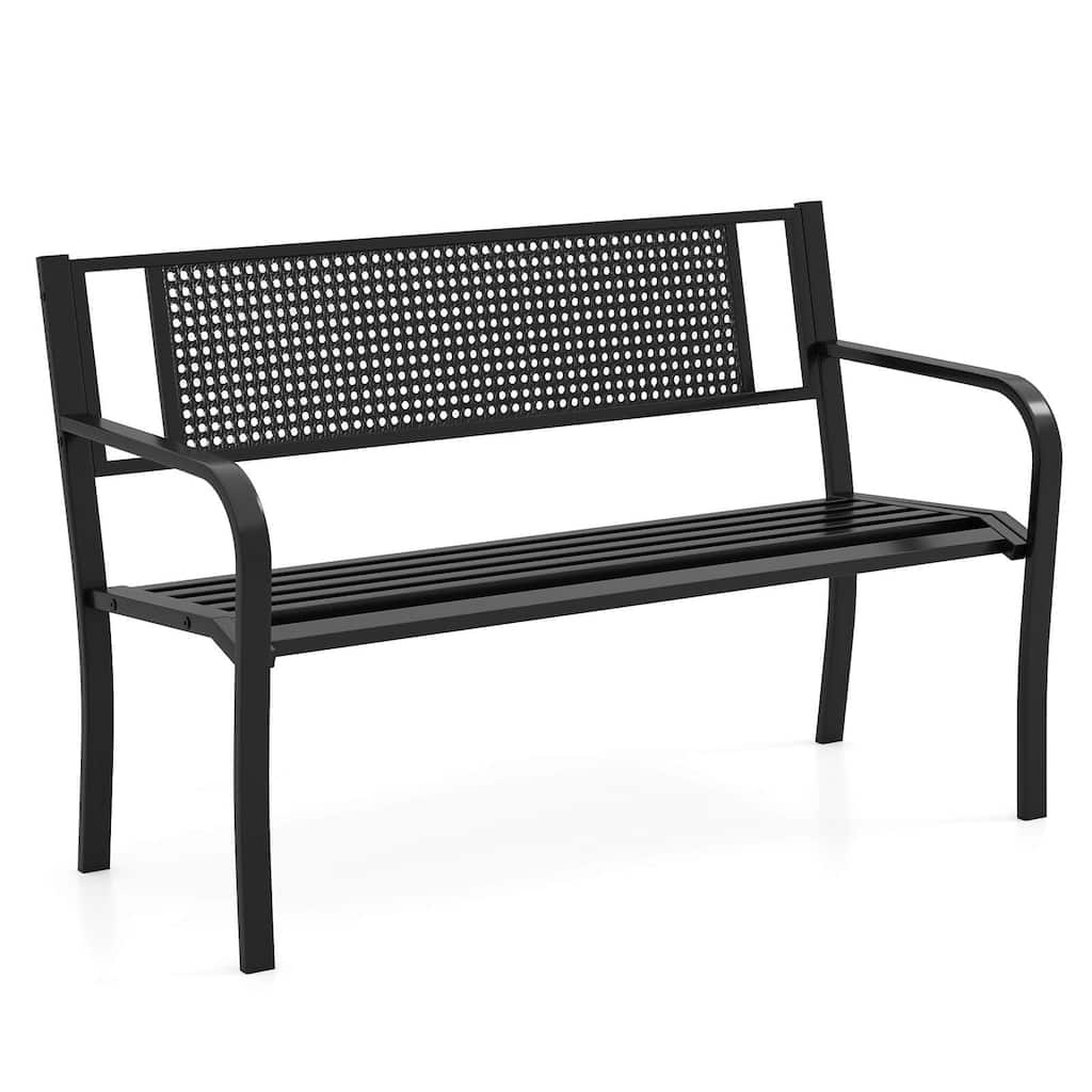 Costway 50" Garden Bench with Patterned Backrest and Curved Armrests - See Details