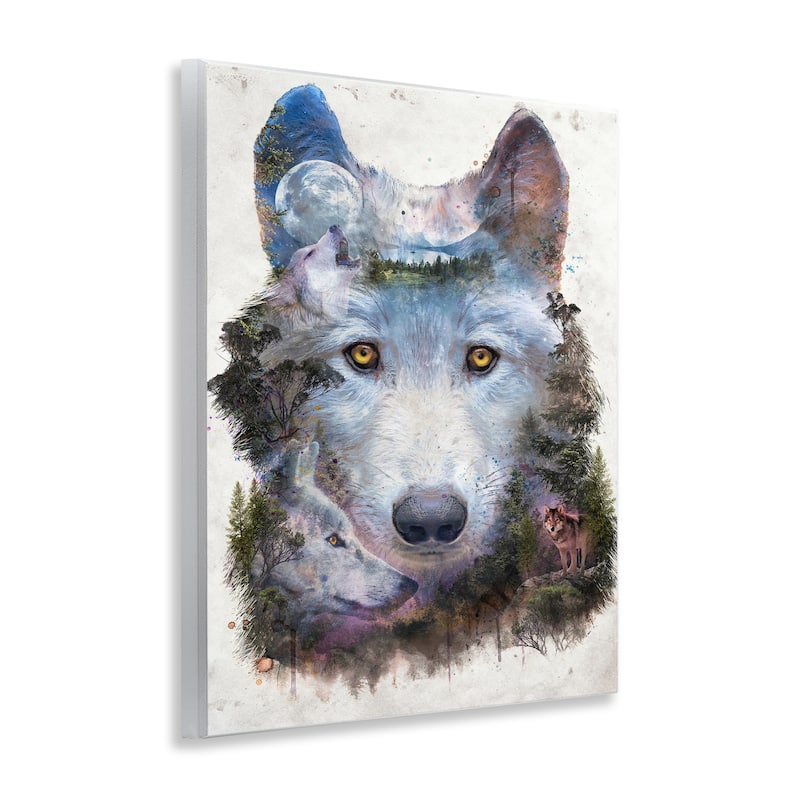 Stupell Wolf Form with Woodland Scene Wall Plaque Art Design By Barrett Biggers