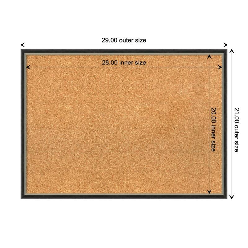 Theo Narrow Wood Framed Natural Corkboard Bulletin Board - Theo Black Silver Narrow - Board Size 28x20