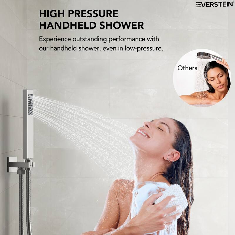 Thermostatic Dual Shower Head System ,12" High-Pressure Rainfall Shower Faucet with Four-Function Sprays