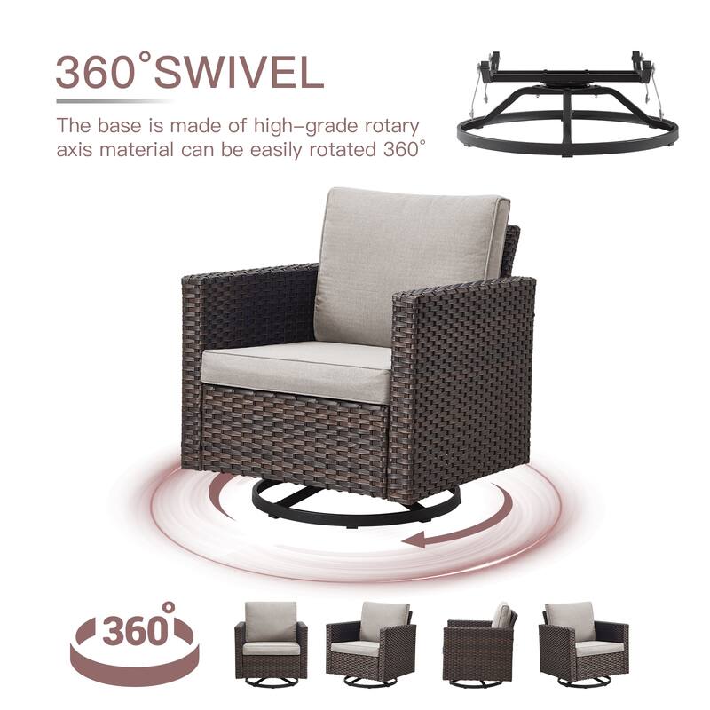 5 Pieces Swivel Chair Club Chair with Fire Pit Table