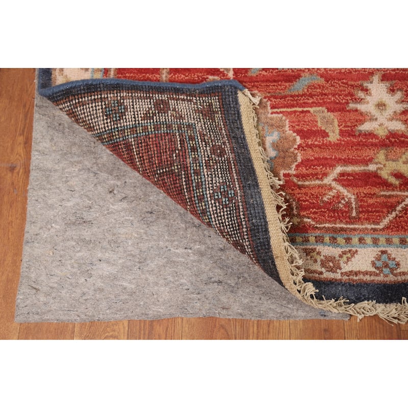 Navy Blue Orange Oushak Indian Area Rug Hand-Knotted Wool Carpet - 8'1" x 9'11"