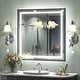 preview thumbnail 88 of 156, UL Certified Black Metal Framed LED Front Light and Backlit Anti-Fog Wall Bathroom/ Vanity Mirror 32" x 32"-Square Corner - Black