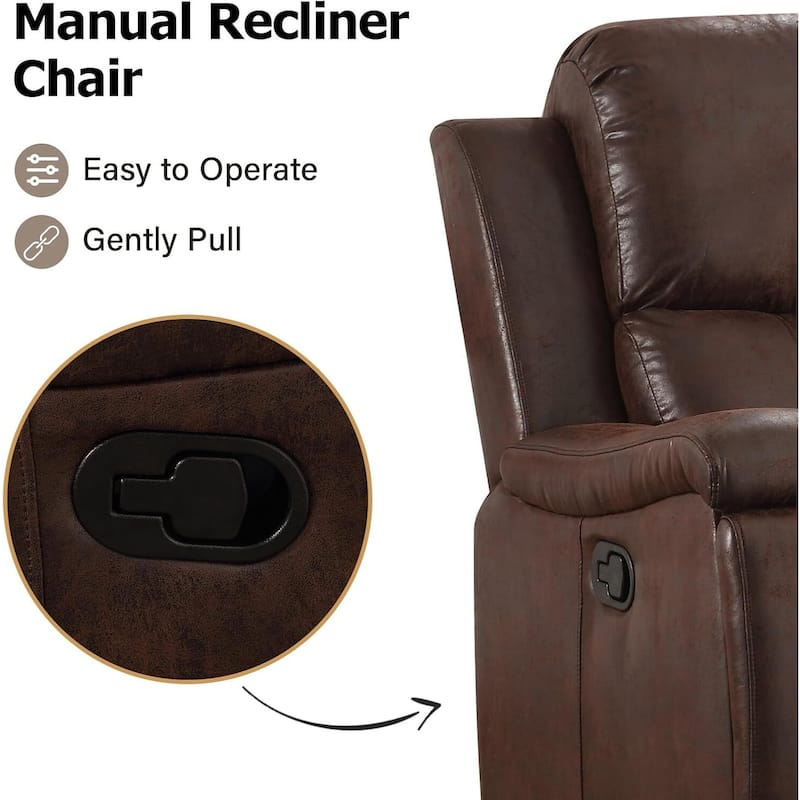 Manual reclining chair with soft and comfortable cushions